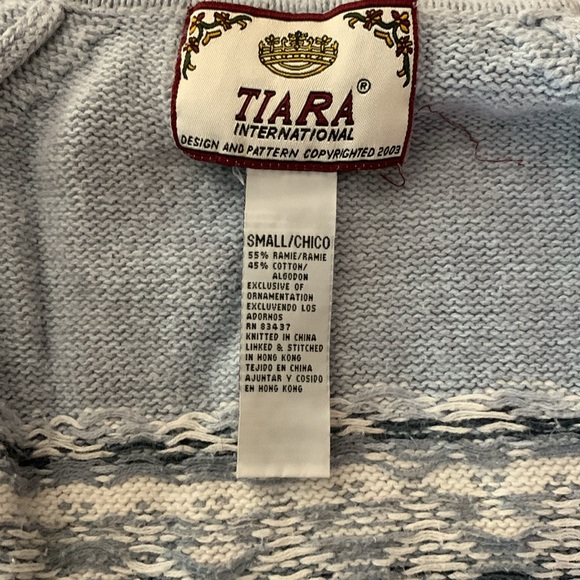 Tiara International zip-up sweater, size small blue - Picture 6 of 8